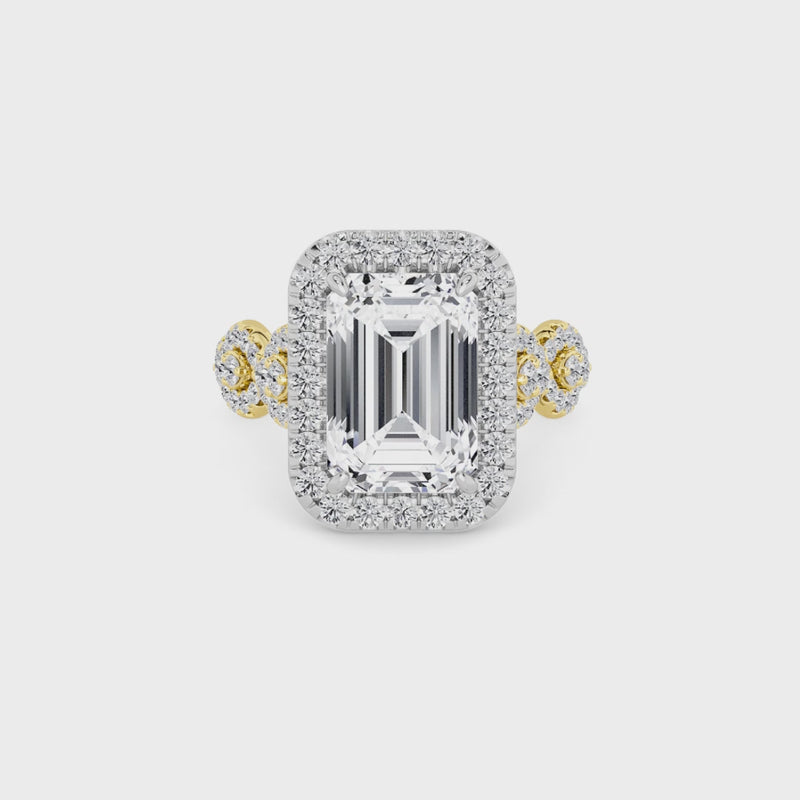Emerald Cut Halo Braided Band Lab Diamond Engagement Ring (1ct+)