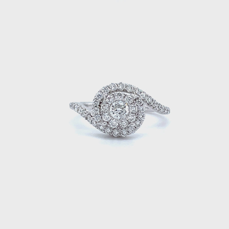 Round Shape Spiral Band Diamond Ring