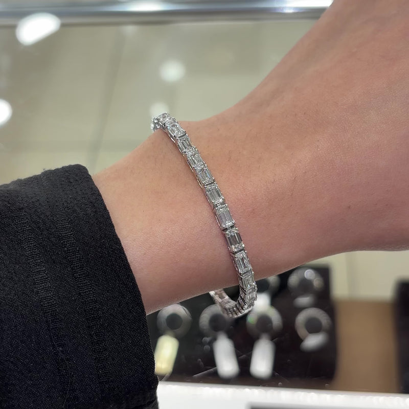 Emerald Cut Lab Grown Diamond Tennis Bracelet
