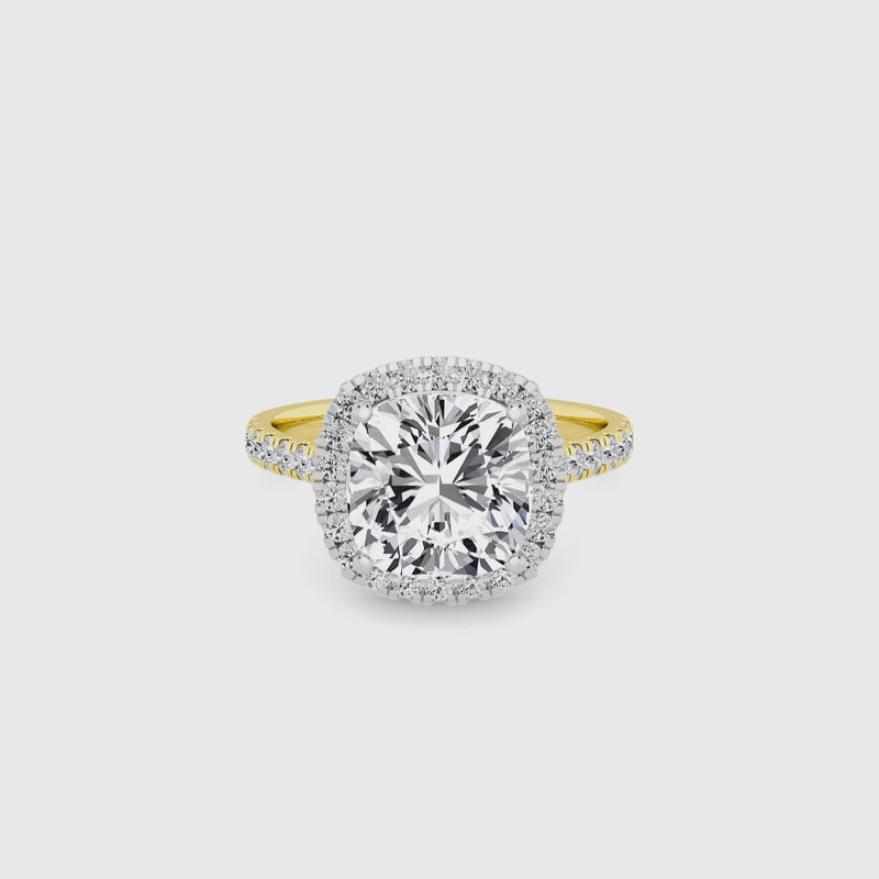 Cushion Cut Lab Diamond Halo Engagement Ring (Cathedral) (0.50ct+)
