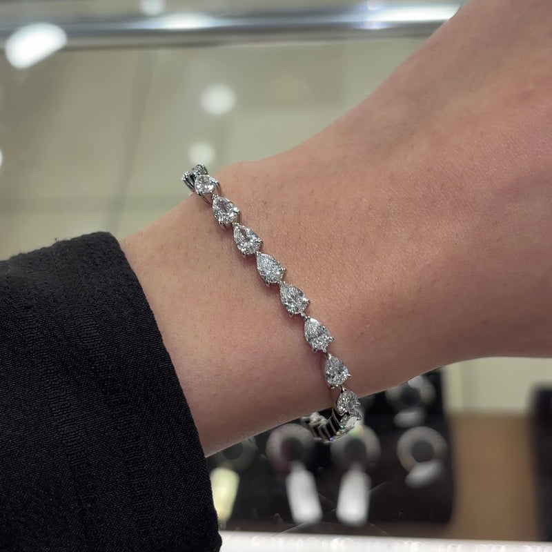 Pear Cut Lab Grown Diamond Tennis Bracelet