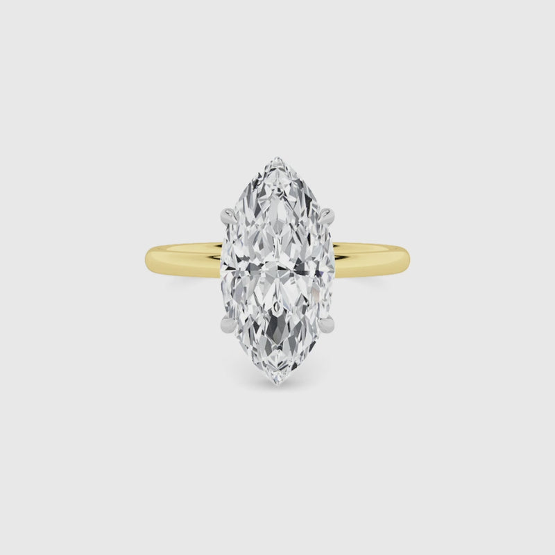 Marquise Brilliant Cut Solitaire Plain Band Lab Diamond Engagement Ring (Floating Head) (1ct+)