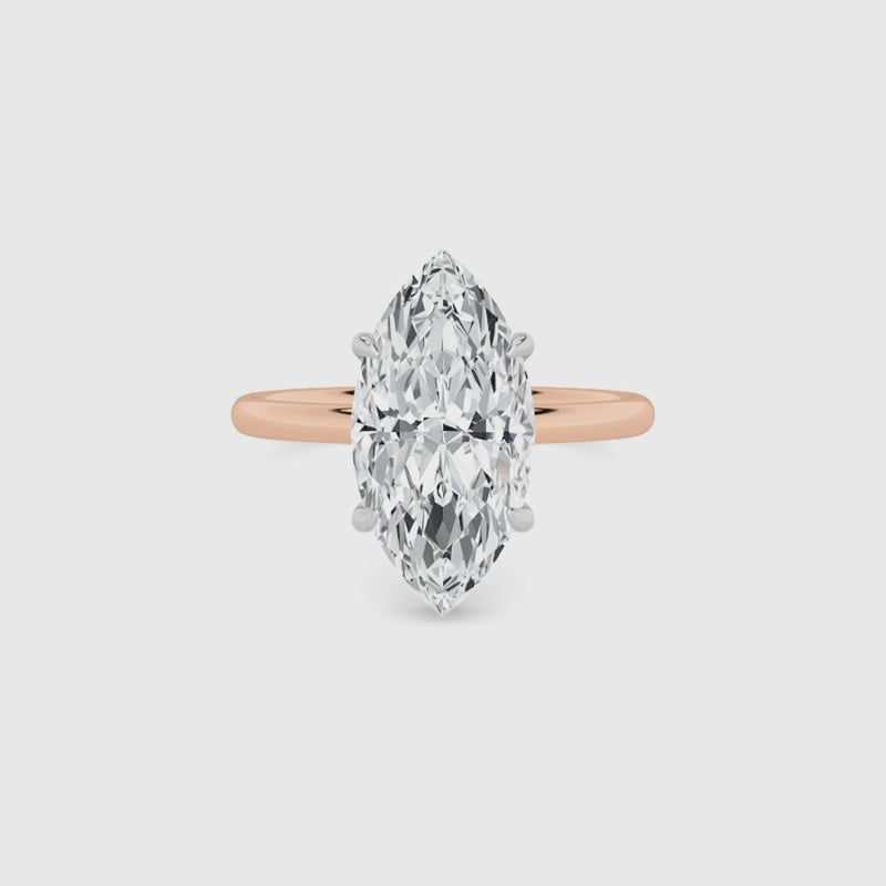 Marquise Brilliant Cut Solitaire Plain Band Lab Diamond Engagement Ring (Floating Head) (1ct+)