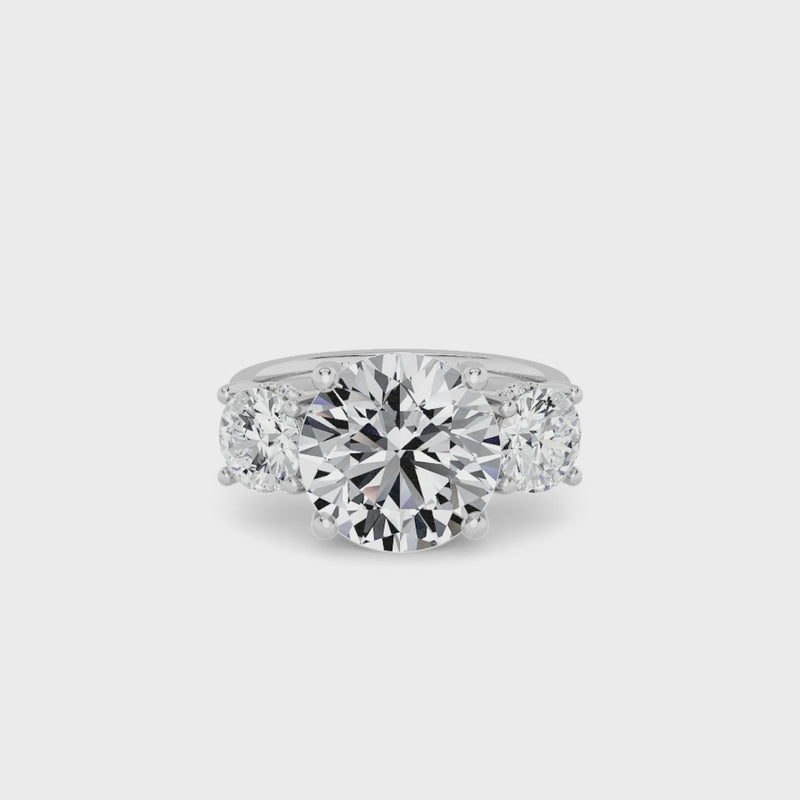 Lab Grown Round Brilliant Cut Trilogy Engagement Ring -1.50ct+