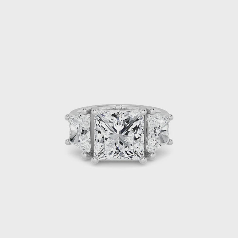 Lab Grown Princess Cut Trilogy Engagement Ring -1.50ct+