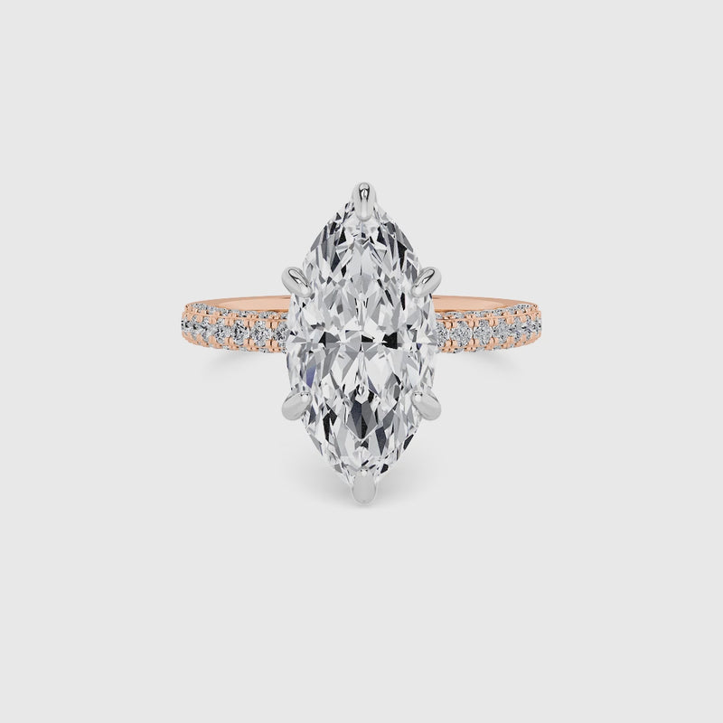 Marquise Cut 3D Pave Double Hidden Halo Lab Diamond Engagement Ring (1ct+)