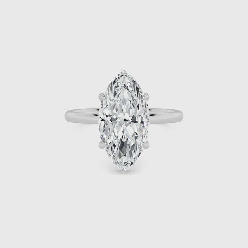 Marquise Brilliant Cut Solitaire Plain Band Lab Diamond Engagement Ring (Floating Head) (1ct+)