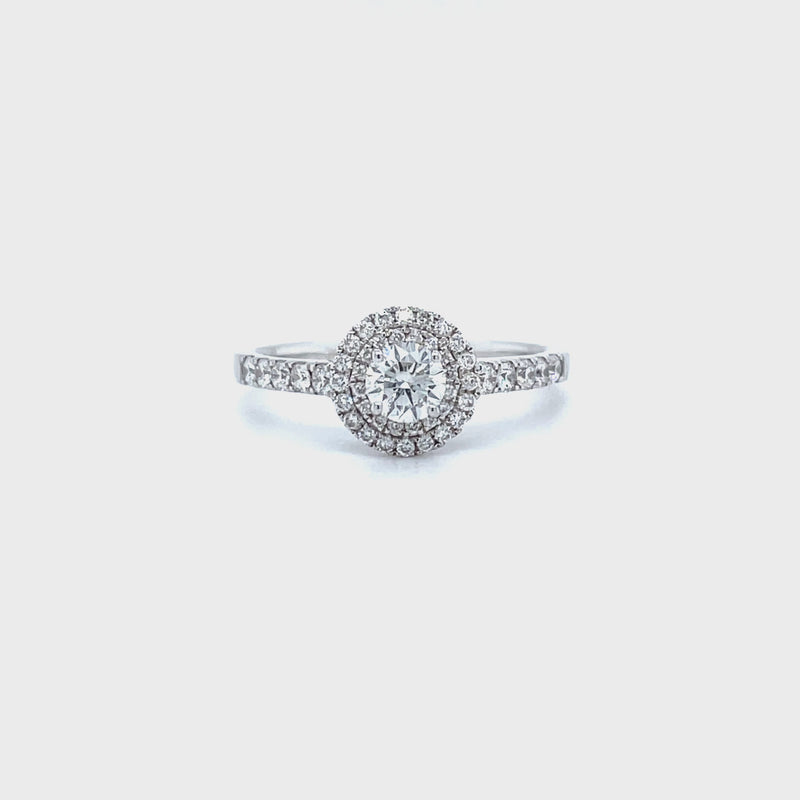 Round Shape Double Halo Diamond Ring