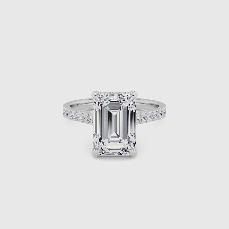 Emerald Cut Cathedral Lab Diamond Engagement Ring (1ct+)