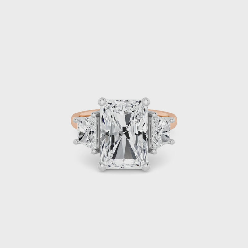 Lab Grown Radiant Cut Trilogy Engagement Ring -1.50ct+