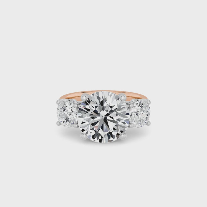 Lab Grown Round Brilliant Cut Trilogy Engagement Ring -1.50ct+