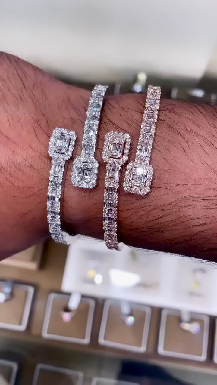 14K Rose Gold Diamond Bangle - 7.02CT