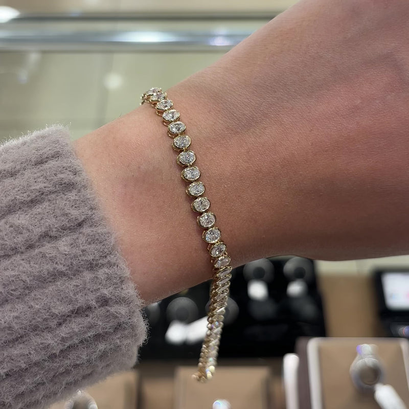 Bezel Set Oval Cut Lab Grown Diamond Tennis Bracelet
