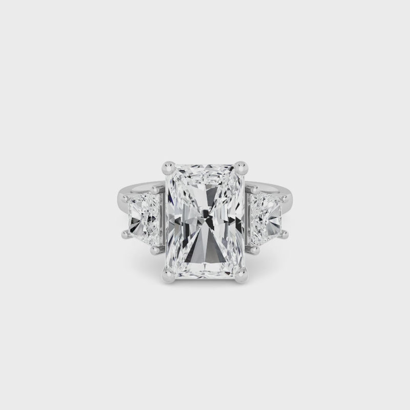 Lab Grown Radiant Cut Trilogy Engagement Ring -1.50ct+