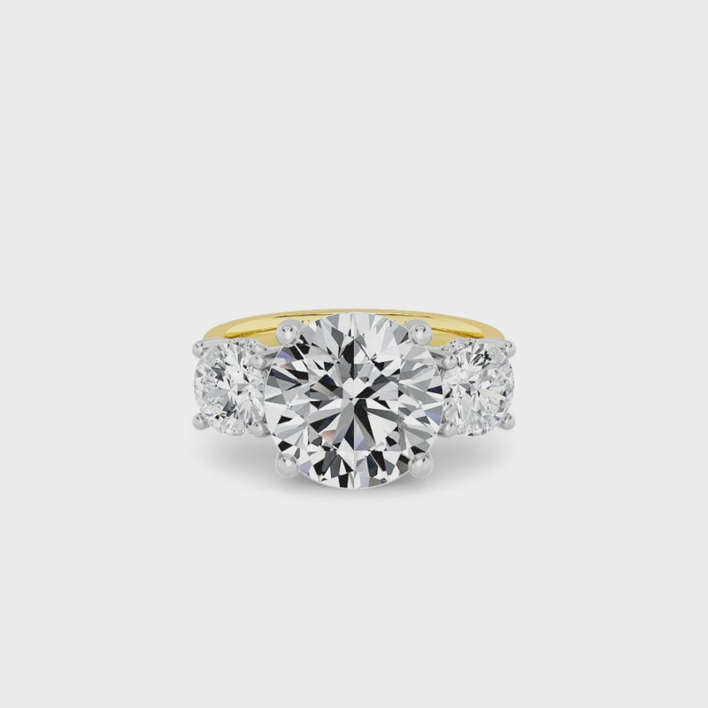 Lab Grown Round Brilliant Cut Trilogy Engagement Ring -1.50ct+