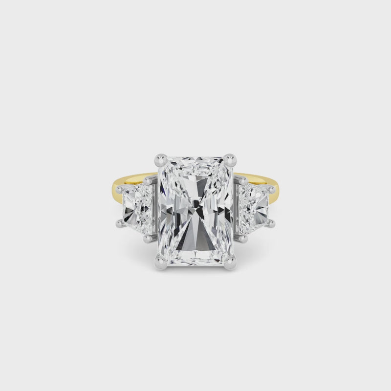 Lab Grown Radiant Cut Trilogy Engagement Ring -1.50ct+