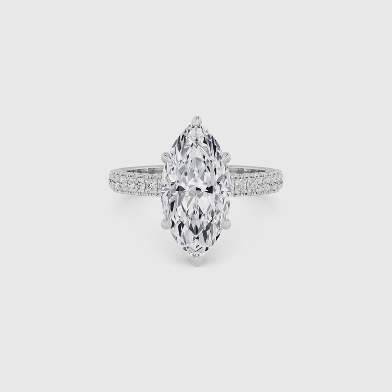 Marquise Brilliant Cut 3D Pave Lab Diamond Engagement Ring (Floating Head) (1ct+)