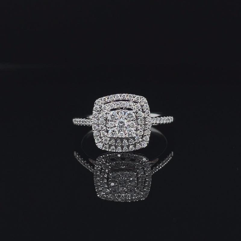 Cushion Shape Double Halo Diamond Ring