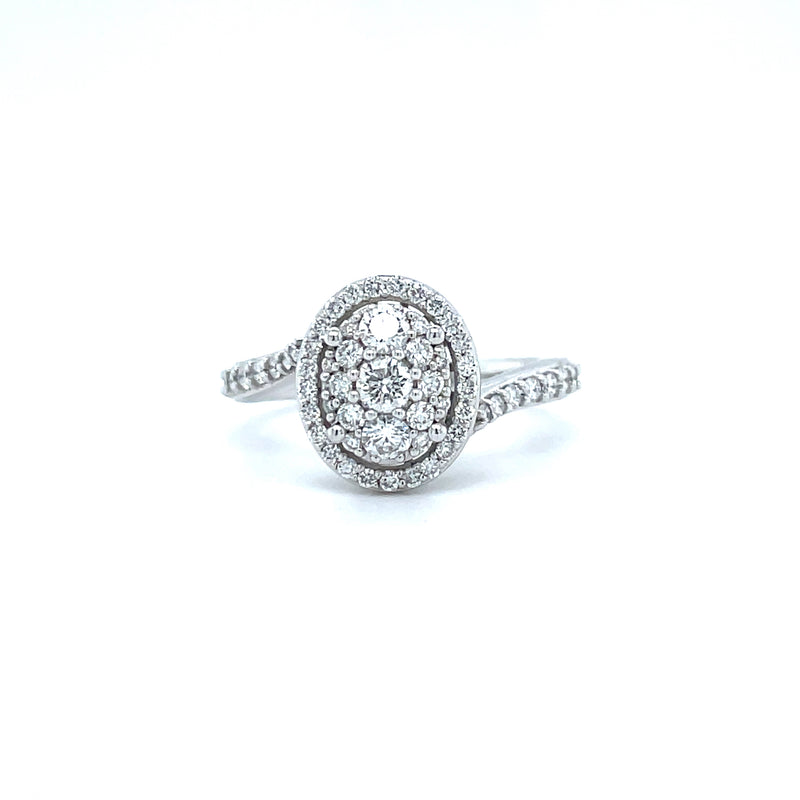 Oval Shape Single Halo Diamond Ring
