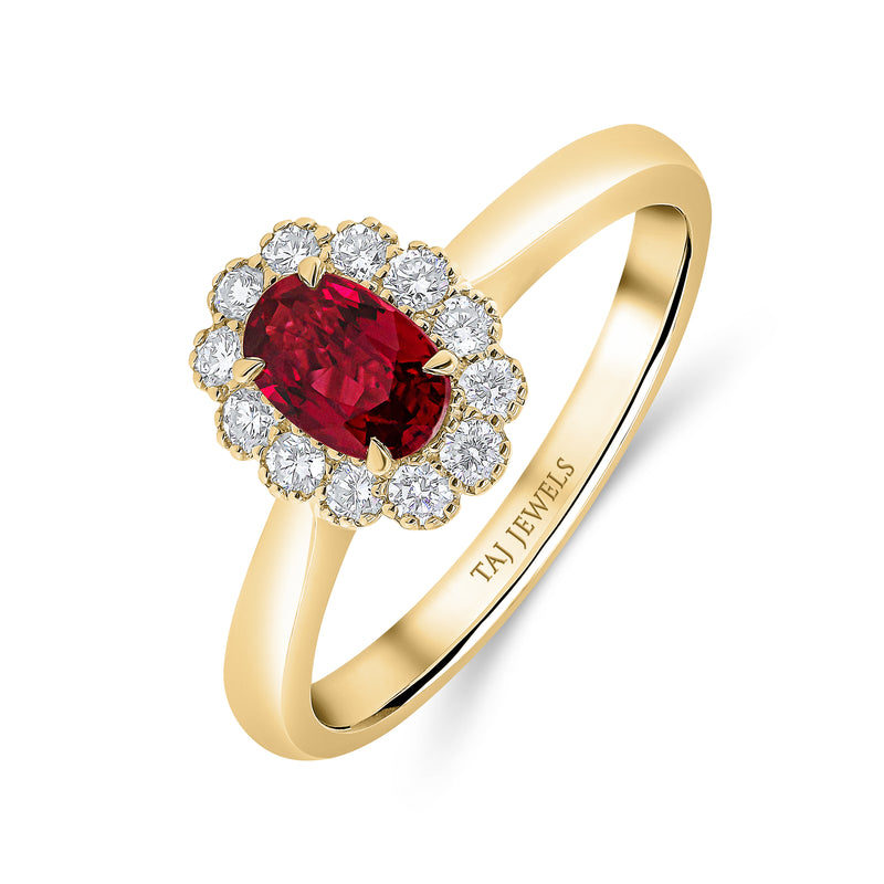 Oval Solitaire Ruby & Diamond Ring