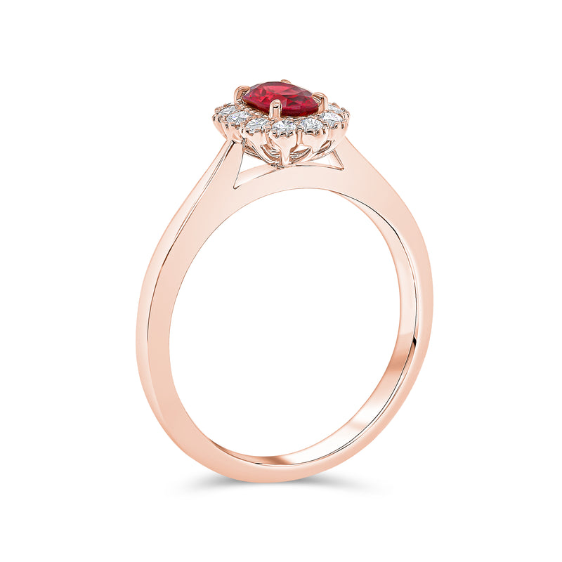 Oval Solitaire Ruby & Diamond Ring