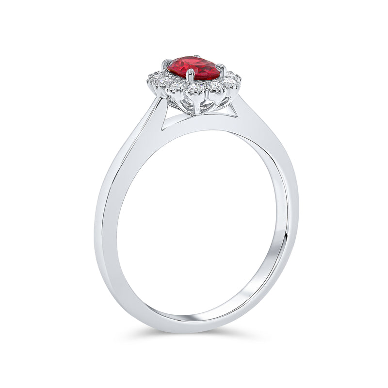 Oval Solitaire Ruby & Diamond Ring