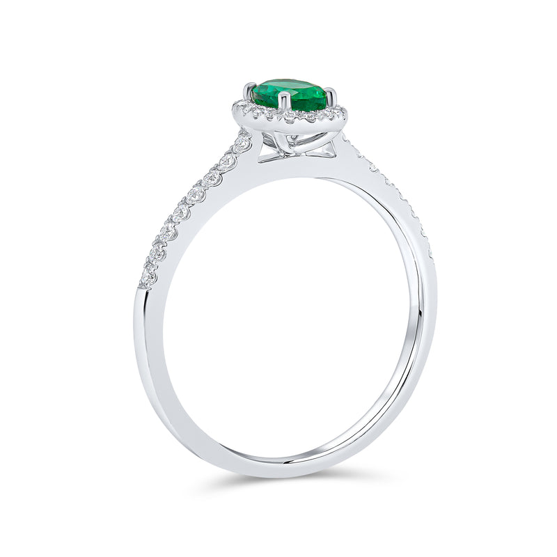 Oval Emerald & Diamond Halo Ring