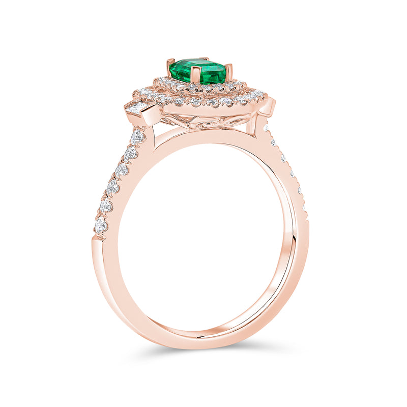 Emerald Cut Double Halo Diamond Ring