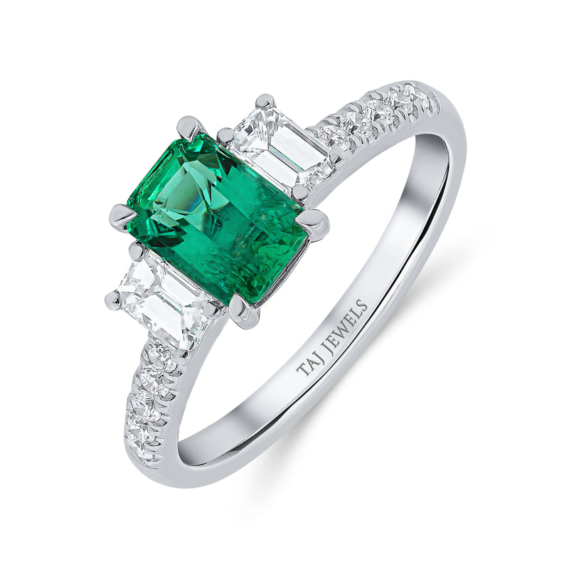 Emerald and Diamond Trilogy Ring
