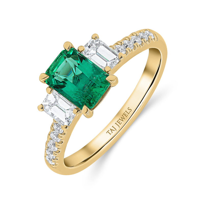 Emerald and Diamond Trilogy Ring