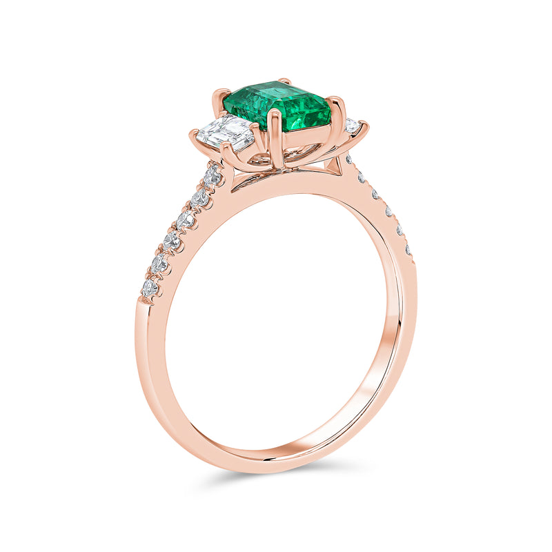 Emerald and Diamond Trilogy Ring