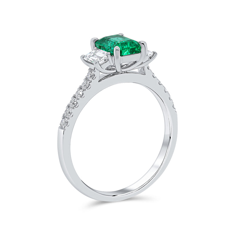 Emerald and Diamond Trilogy Ring