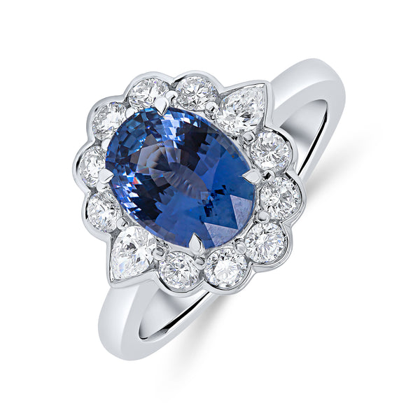 Oval Blue Sapphire & Diamond Ring