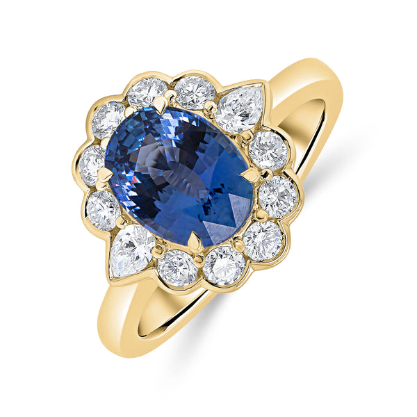 Oval Blue Sapphire & Diamond Ring