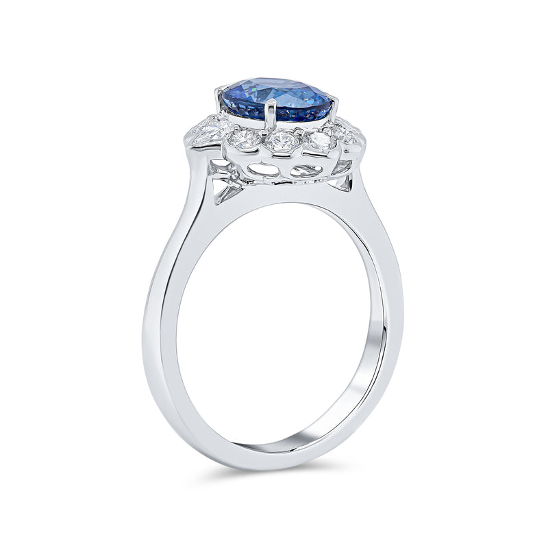 Oval Blue Sapphire & Diamond Ring
