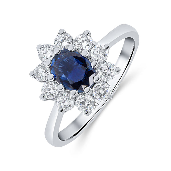 Oval Blue Sapphire & Diamond Ring