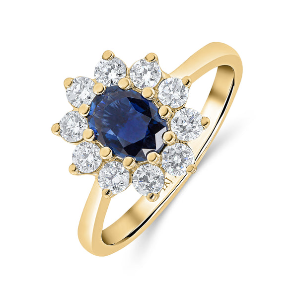 Oval Blue Sapphire & Diamond Ring