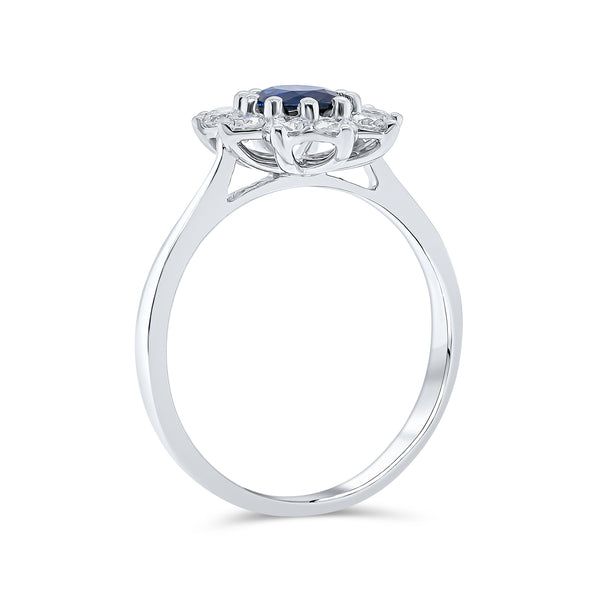 Oval Blue Sapphire & Diamond Ring