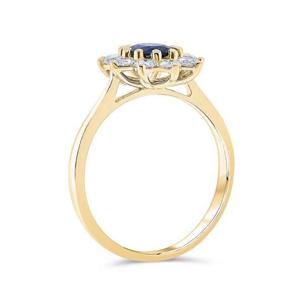 Oval Blue Sapphire & Diamond Ring