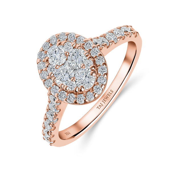 Oval Cut Single Halo Diamond Ring