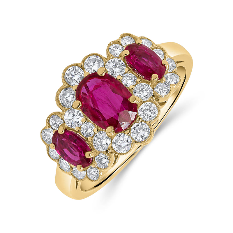 Oval cut Trilogy Ruby & Diamond Ring