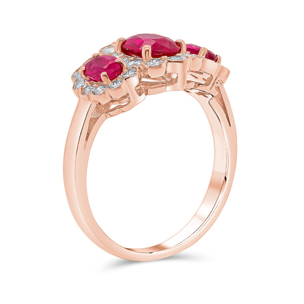 Oval cut Trilogy Ruby & Diamond Ring