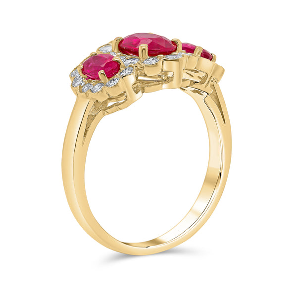 Oval cut Trilogy Ruby & Diamond Ring