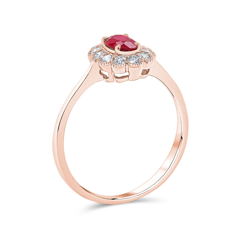 Oval Cut Ruby & Diamond Ring