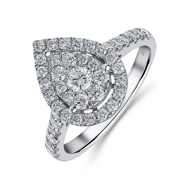 Pear Shape Double Halo Diamond Ring