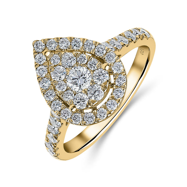 Pear Shape Double Halo Diamond Ring