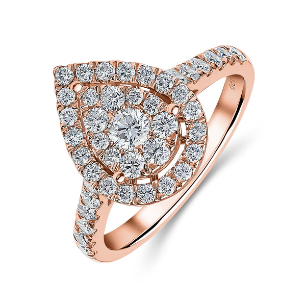 Pear Shape Double Halo Diamond Ring
