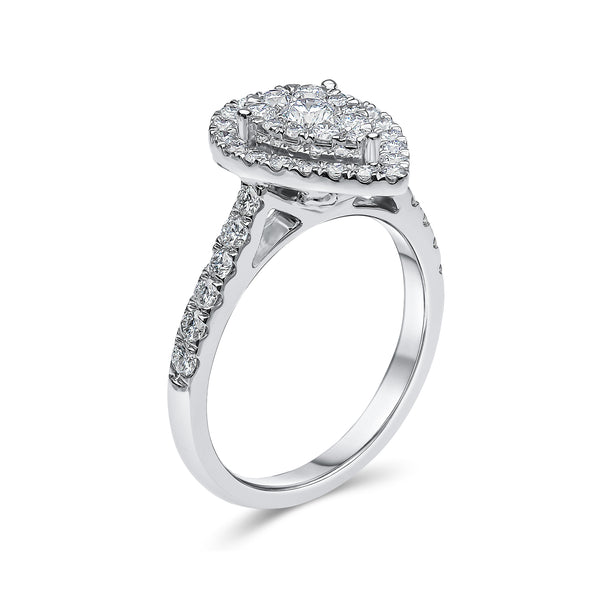 Pear Shape Double Halo Diamond Ring