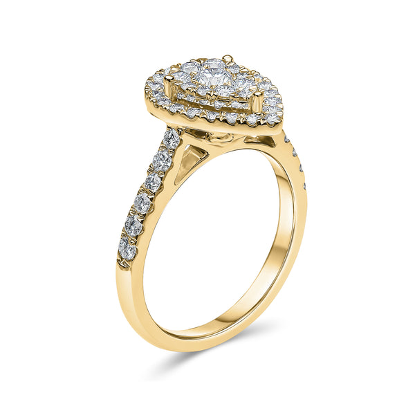 Pear Shape Double Halo Diamond Ring