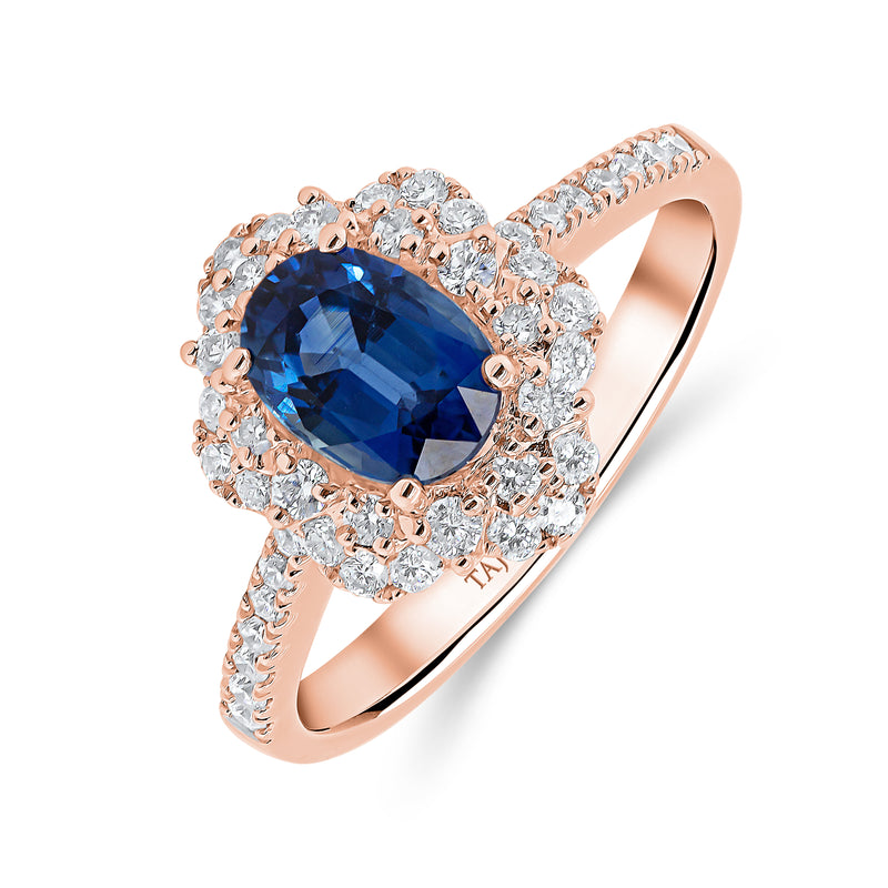 Oval Cut Blue Sapphire & Diamond Ring